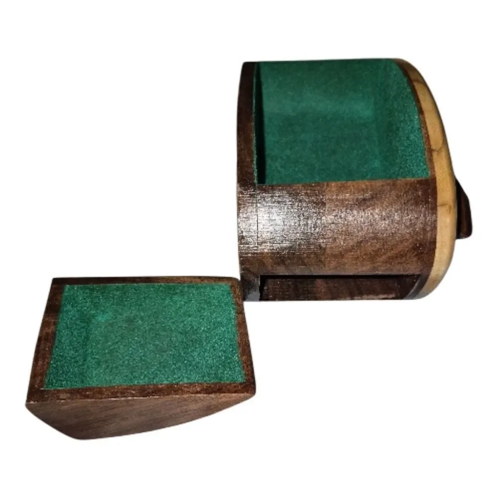 Handcrafted Walnut & Birch Two Tone Wooden Bandsaw Keepsake Jewelry Box